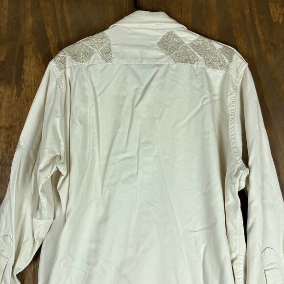 Polo Ralph Lauren Womens Shirt Winter Cream Beaded Twill Denim Button Down XXL - Picture 11 of 13